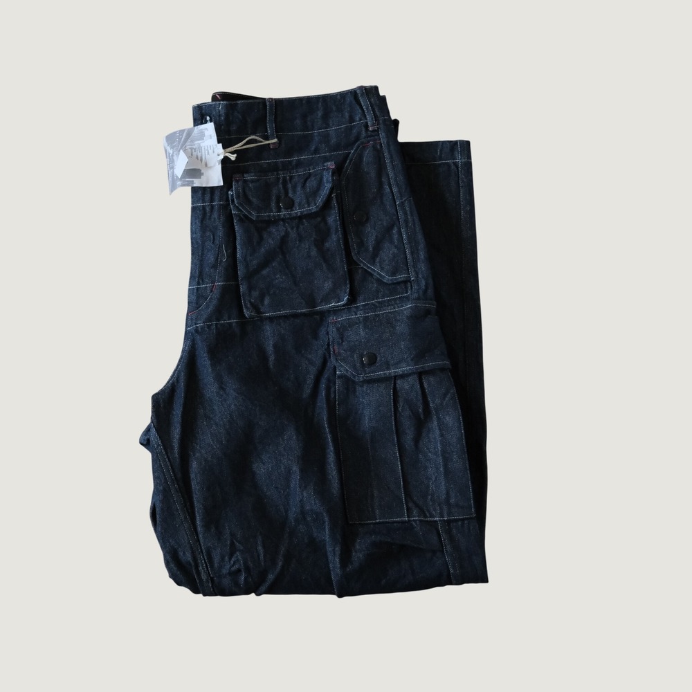 Engineered Garments FU Over Pant Mens Indigo Denim Cargo Wide Leg Y2K Large